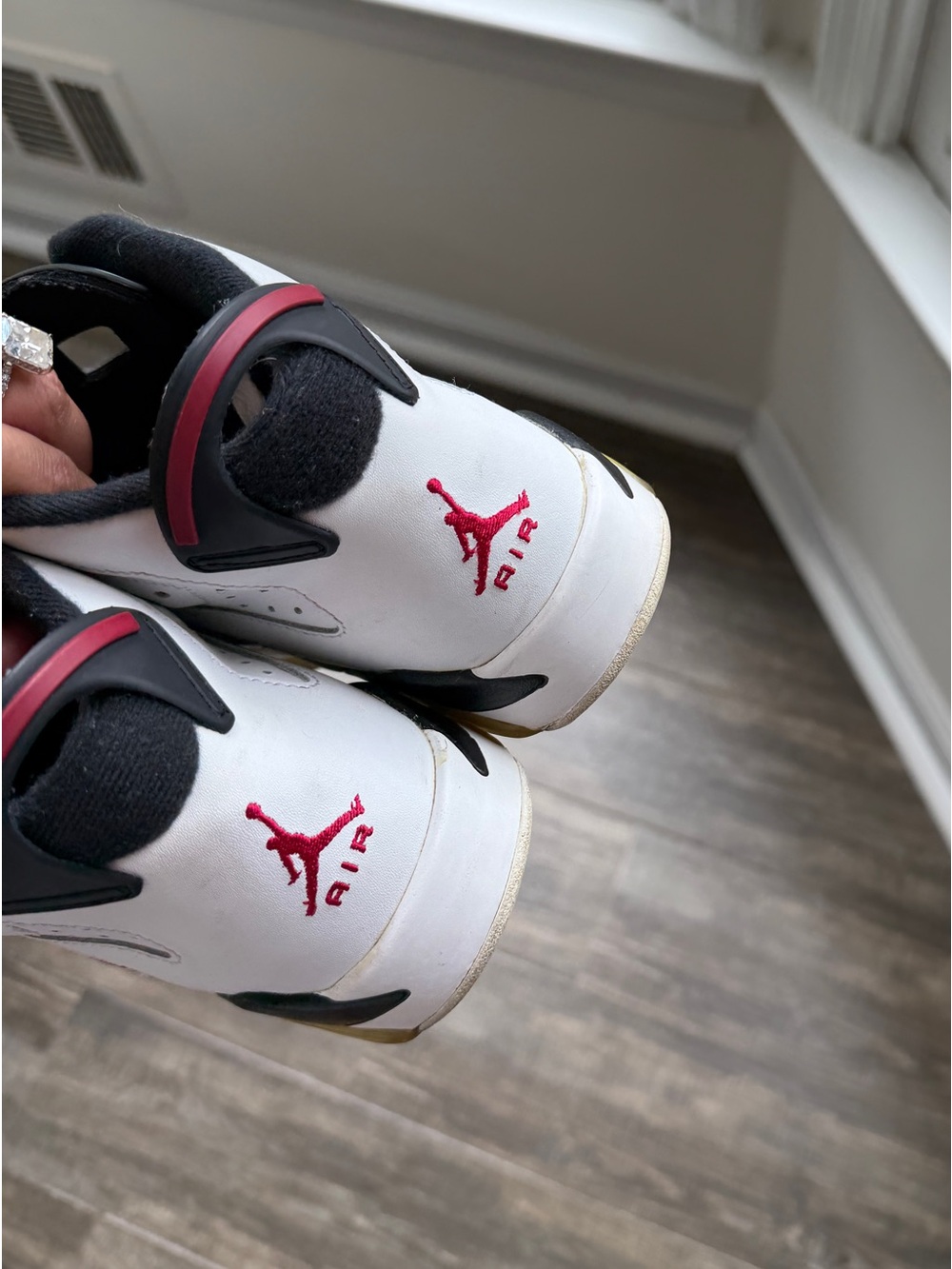 Nike Air Jordan 6 VI Carmine Red CDP Retro White Black 5.5 7 - Picture 4 of 6